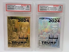 Donald Trump 2023 Merrick Mint Gold & Silver Hologram Card WCG 10 GEM MT Limited