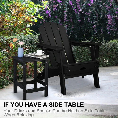 36*36*47cm Single Layer Square HDPE Side Table Black - Picture 4 of 23