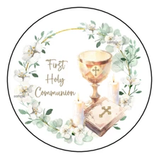 30 FIRST HOLY COMMUNION STICKERS ENVELOPE SEALS LABELS TAGS 1.5" GENDER NEUTRAL