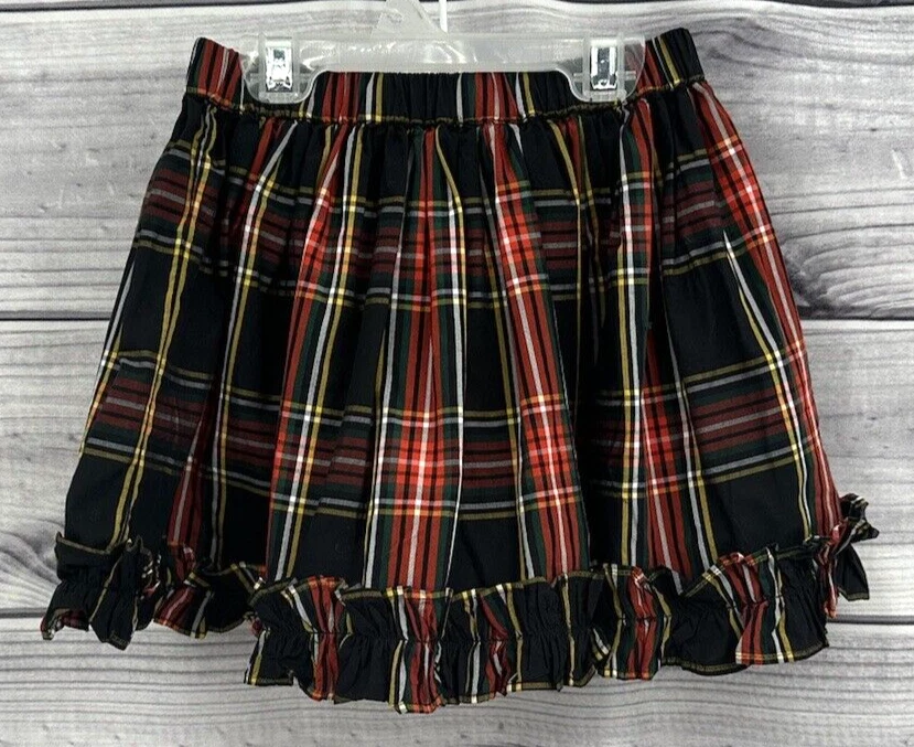 CREWCUTS J экипажа клетку праздник оборки юбка маленькая девочка XS 4-5 черный / красный - Изображение 4 из 4