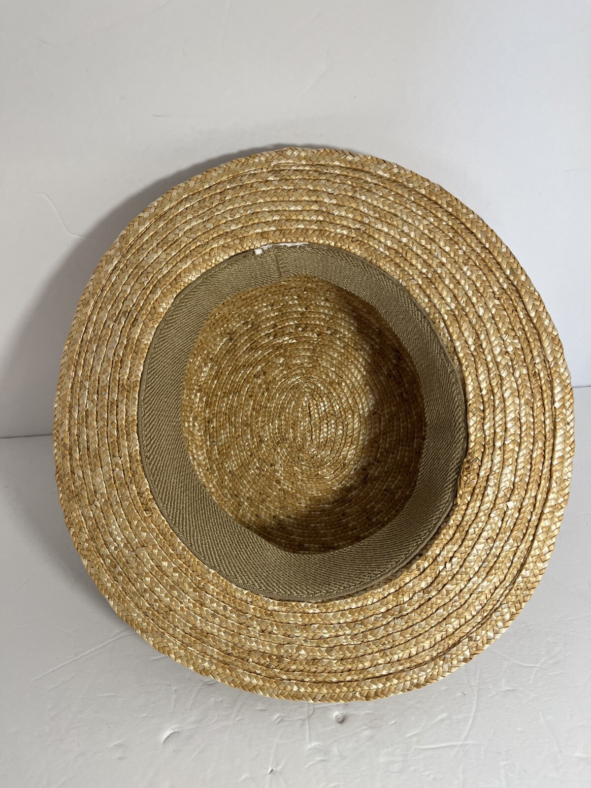 Vintage Boater Skimmer Straw Hat No Tag 22” Circumference NWOT