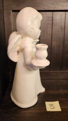 Vintage 13" White Ceramic Angel Double Candle Holder (B) - Picture 7 of 20