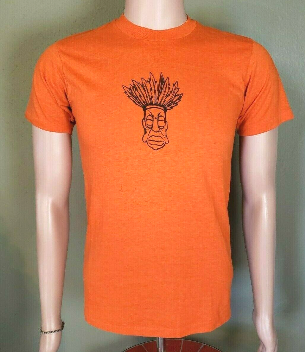 Vintage (1980s) INDIAN Head Native American tribesman Indie orange 