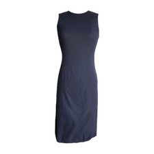 vintage miu miu 90s minimal lace up back navy shift dress
