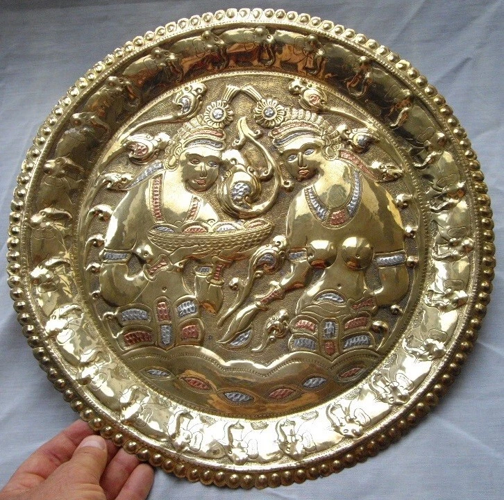 CAIROWARE SILVER COPPER BRASS PLATE TRAY ASIA INDIA SRI LANKA INDONESIA NEPAL - Image 2 of 4