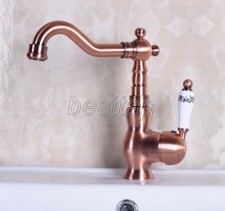 Antique Red Copper Brass Bath Kitchen Bar Sink Swivel Faucet Mixer Tap snf137