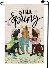 Dog Hello Spring Garden Flag 12x18 Inch Double Sided Floral multicolor spring