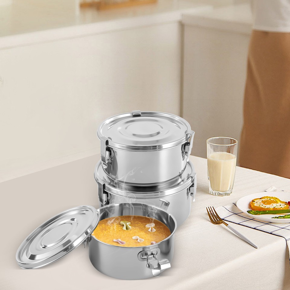 3 Sets Stainless Steel Food Storage Containers, Kitchen Food Containers