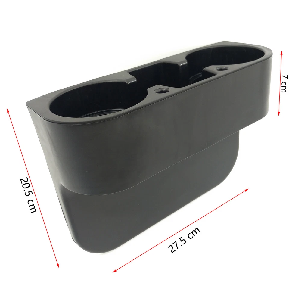 Asiento de coche negro universal costura cuña taza soporte para bebidas estante móvil caja contenedor Foto 2 de 4