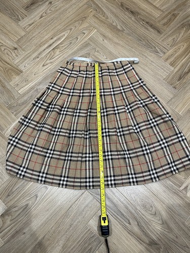 Vintage Burberry Wool Nova Check Pleated Skirt Women’s Size C42 W28 L27 - Picture 7 of 9