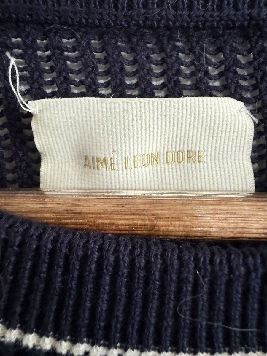 Aime Leon Dore Long Sleeve Mesh Knit Sweater Tee Navy Mens Small/Med Retail $275 View 5