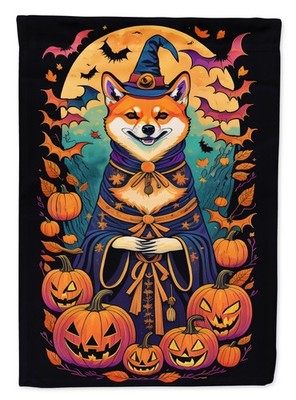 Caroline's Treasures Shiba Inu Witchy Halloween House Flag DAC1534CHF