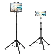 Height-Adjustable Floor Stand with 360° Rotating Tripod for 5.5–12.9" Devices