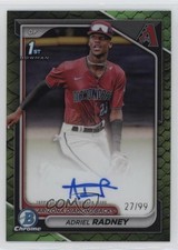 Adriel Radney Bowman Chrome 2024 Green Refractor /99 Auto