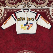 Vintage Disney Mickey Mouse The Winning Team Snowboard Knit Sweater Kids Size 8
