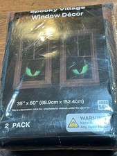 HALLOWEEN SPOOKY WINDOW DECOR CAT EYE PANELS -2 UNOPENED PACKS - 4 PANELS TOTAL