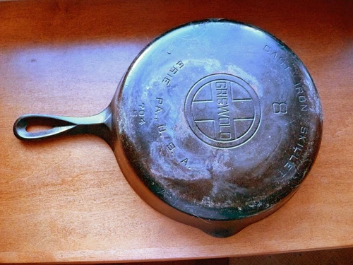 Griswold Cast Iron Skillet #8 - 704S - Large Square Logo - Erie, PA -ca. 1930's