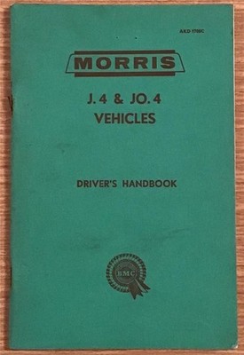 MORRIS J.4 & JO.4 Drivers Handbook c1962 #AKD 1078C VAN Pickup