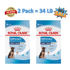 2 Pack, Royal Canin Large Puppy Dry Dog Food, Size Health Nutrition 17 LB Bag 3.05 per pound