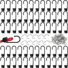 60 Pieces Bungee Cord Hooks, 3/8 Inch Plastic Coated Shock Cord End Hook with...