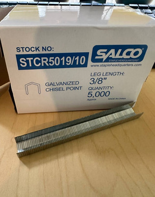 STAPLES 3/8'' SALCO BLUE STREAK GALVANIZED CHISEL LEG 5000/BOX NEW