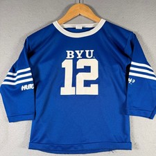 Hutch BYU Cougars Youth Football Jersey 12 Blue White Vintage Made in USA Med