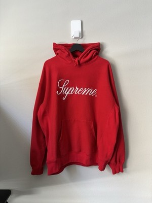 Supreme Raised Script Hooded Sweatshirt   FW23 (Red)   XL