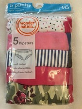 Wonder Nation Girls 5 Pack Hipsters Underwear Size 16