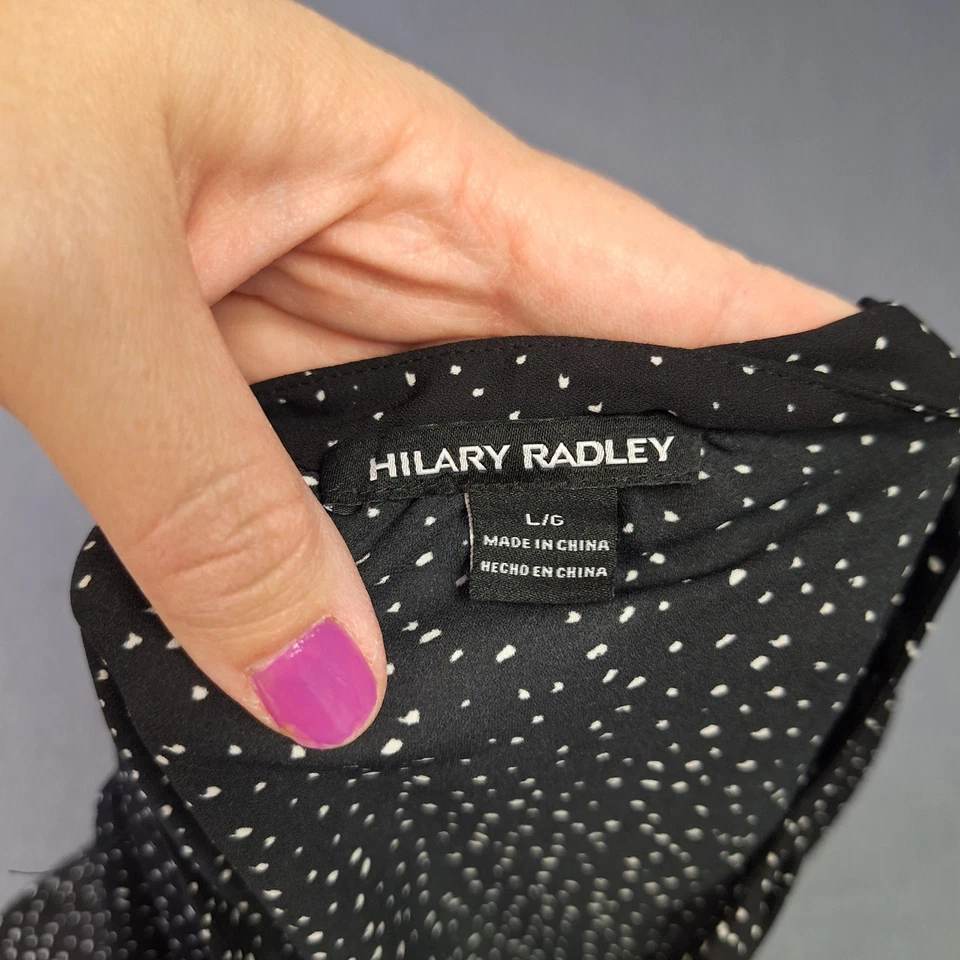 Vestido Camisa Hilary Radley Cintura Caída Manga Larga Negro Blanco Lunares Grande Foto 4 de 4