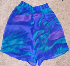Vintage Chiffon Shorts Retro 80s Abstract Boho Statement Travel Beach Tina Hagen