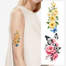 9pcs Temporary Tattoo Waterproof Long-lasting Body Stickers Peonies Roses