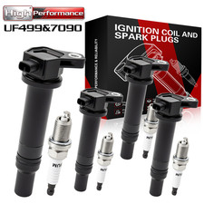 4Pack Ignition Coil  Iridium Spark Plugs For 2006-2011 Hyundai Accent Kia Rio5