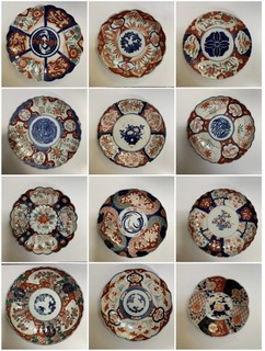 Antique Japanese Imari Porcelain Plates 19th Century Meiji lot of 12