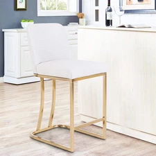 1 Pack Leather Bar Stools with Back Support 24" Counter Height Kitchen Stool