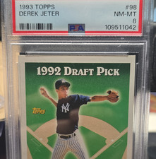 Topps 1993 Derek Jeter #98 PSA 8 Draft Pick Rookie Base New York Yankees