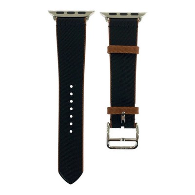 HERMES Single Tour Strap Apple Watch Band 41mm Black Brown (Noir/Gold) Canvas