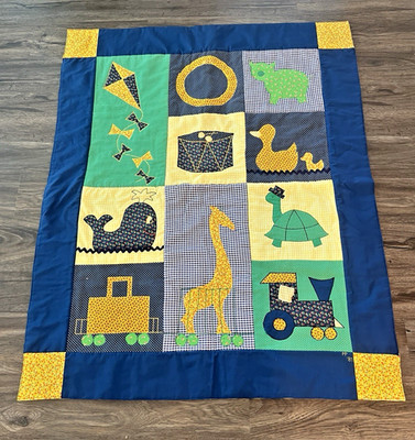 Baby Toddler Quilt Play Mat Wall Hanging Handmade 48 x38  Animals Trains Toys