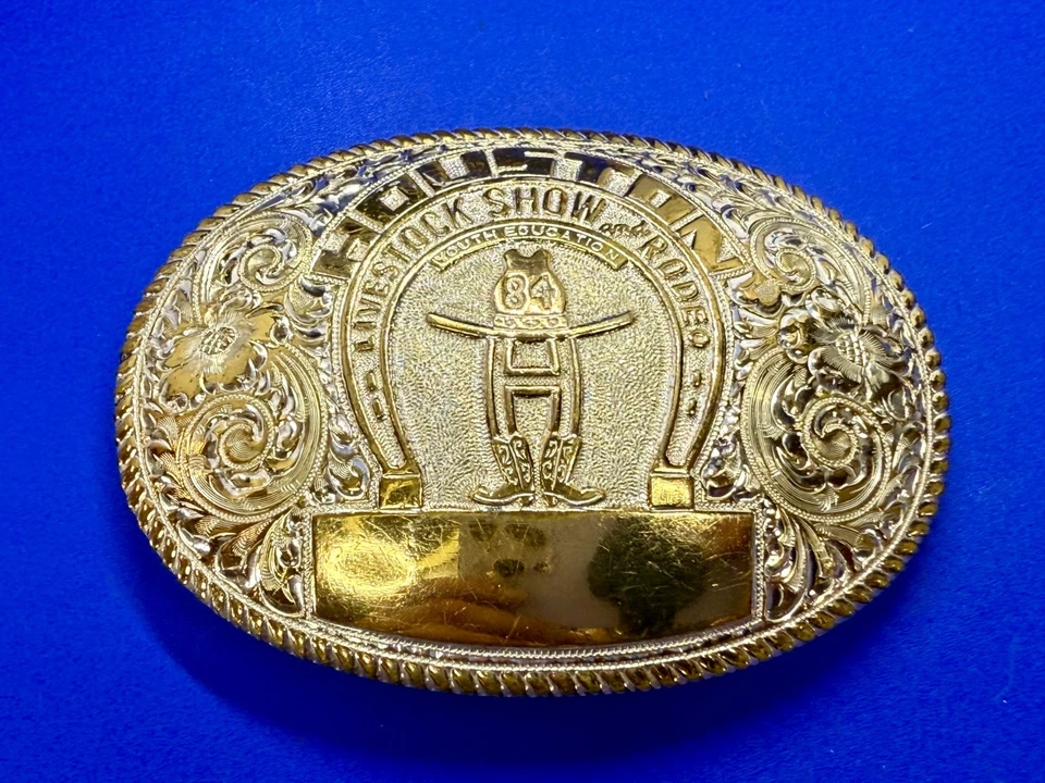 Houston Livestock Show & Rodeo Trofeo en Blanco Premio Hebilla de Cinturón por Crumrine Foto 3 de 4