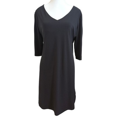 Clara Sunwoo Tunic Dress Womens XL Black Ladder Cutout Sleeve V-Neck Shift