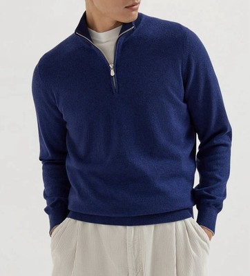 BRUNELLO CUCINELLI  Cashmere Half-Zip Pull Turtleneck Sweater  48 IT $1650+ NEW