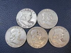 1958 D Franklin Half Dollar 90% Silver - Lot Of 5 Condition Varies b