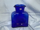 Blenko Glass Cobalt Blue Double Spouted Carafe Pitcher Vase 8" 384