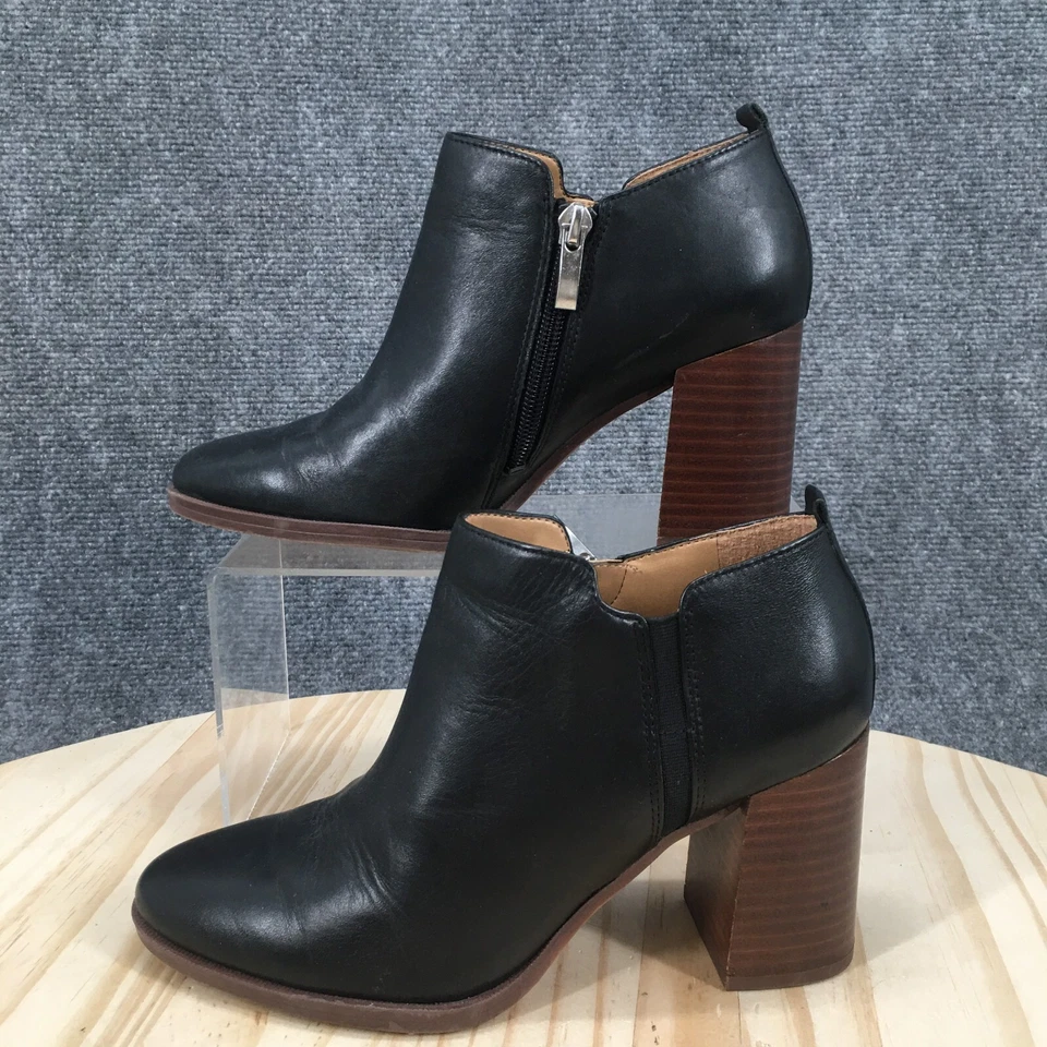 Franco Sarto Boots Womens 6 M Dante Zip Block Heels Ankle Bootie Black Leather - image 2 of 4