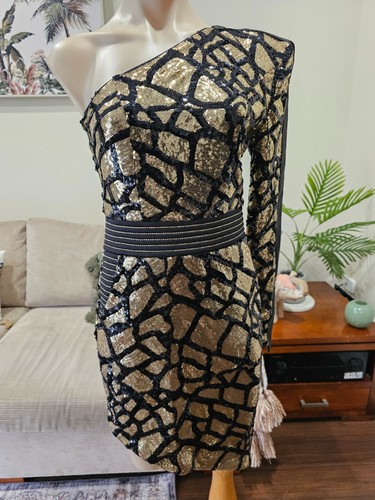 ZHIVAGO Karijina Mini Dress Gold Seq Size AU10 / US6 / UK10 NWT - Picture 14 of 22