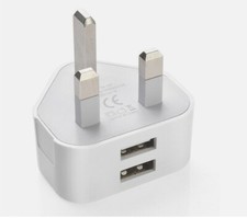 5V 2A USB Mains 3Pin Plug Adapter 2 USB Ports UK Wall Charger For Phones Tablets