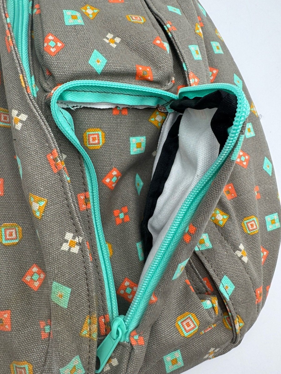 Kavu Geo-Print Sling Bag in Teal, Navy & Lime Kavu Rope Sling Bag Grey Taupe Geo-Print Fun Foulard Design  main image 4