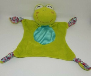 30 Doudou Grenouille Vert Bleu Fleur Aubert P Tit Bisou Grelot Hochet Neuf Ebay