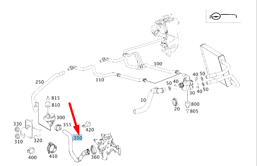 MB E W211 Rücklaufschlauch Umwälzpumpe zum Motor A2118327794
