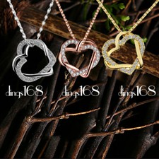 18K Gold Filled Hypo-Allergenic Crystal Love Heart Pendant  Necklace Chain