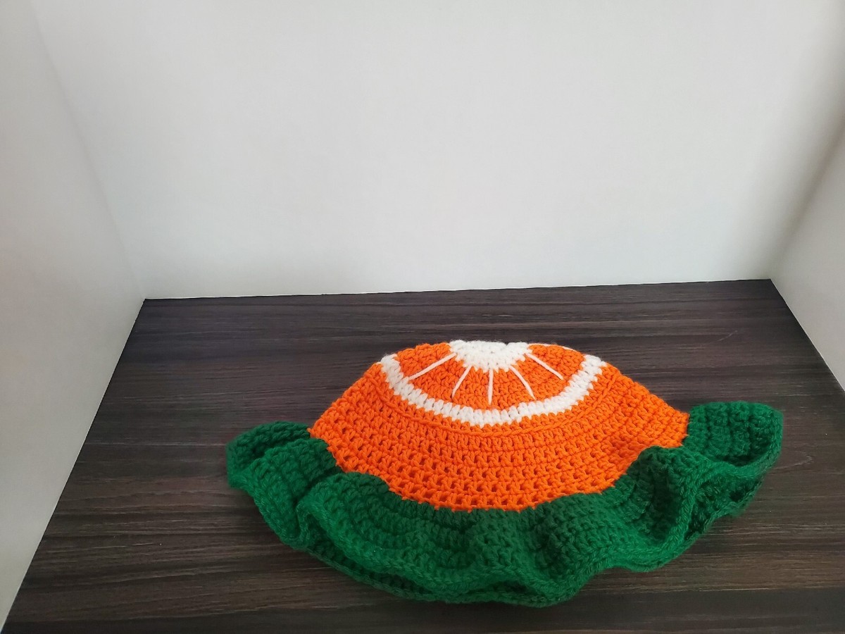 Handmade Orange A Peel Crochet Bucket Hat With Cute Orange